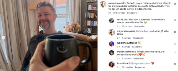 Nos comentários, Lucas Lima recebeu muitos elogios a Theo, e respondeu a alguns deles com um coração