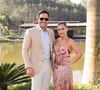 Simone Mendes e Kaká Diniz juntos no casamento de Renato Albani e Juliana Fructuozo