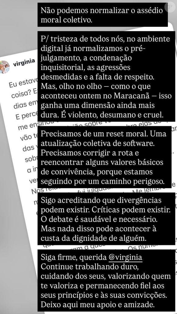 Virginia Fonseca foi defendida por Luciano Huck no Instagram em longo texto do apresentador após ser assediada no Maracanã