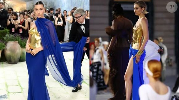 Hailey Bieber aposta em visual já usado por Gigi Hadid e escolha inesperada vira assunto entre fãs de moda