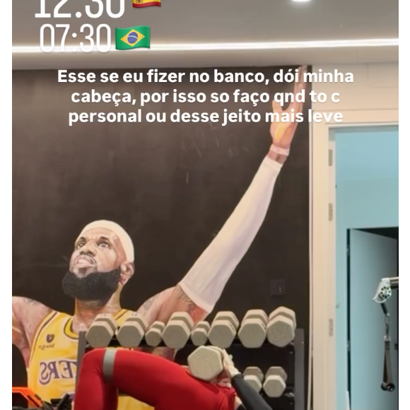 Virgínia Fonseca explicou: ‘Se eu fizer no banco, dói minha cabeça, por isso só faço quando estou com o personal ou desse jeito mais leve’