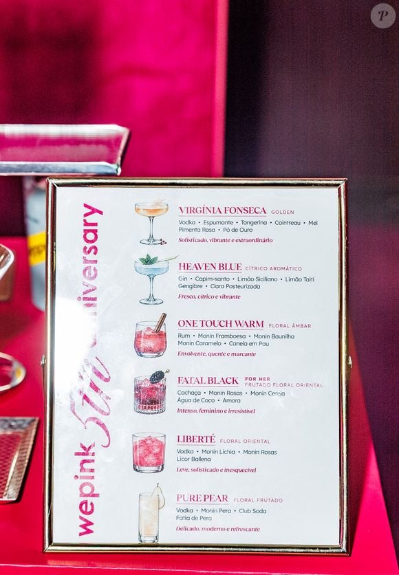 Entre os drinks da comemoração estão opções como Virgínia Fonseca Golden, Heaven Blue, Fatal Black e Pure Pear
