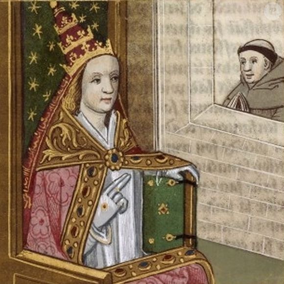 Ilustração datada de 1560 da Papisa Joana