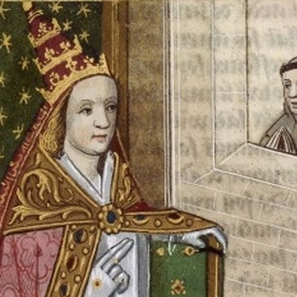 Ilustração datada de 1560 da Papisa Joana
