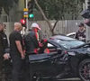 Acidente de Bia Miranda e Gato Preto: o veículo, uma Porsche 911 conversível, ficou completamente destruído. Um homem foi ferido