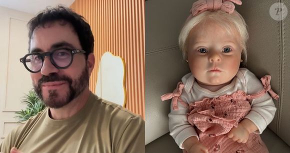 O Padre Fábio de Melo 'adotou' uma bebê reborn, em viagem aos EUA.