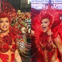 Adeus, costeiro! Virgínia dribla incômodo com fantasia gigantesca em estreia como Rainha de Bateria e troca acessório; compare fotos!