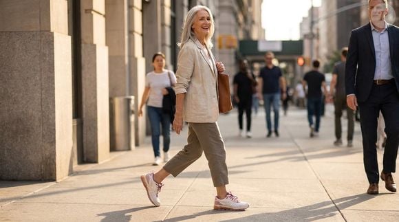 A combinação de branco, bege e rosa chá ajuda a levar o Tênis Asics Gel-Quantum 360 da rotina de exercícios para outros compromissos do dia