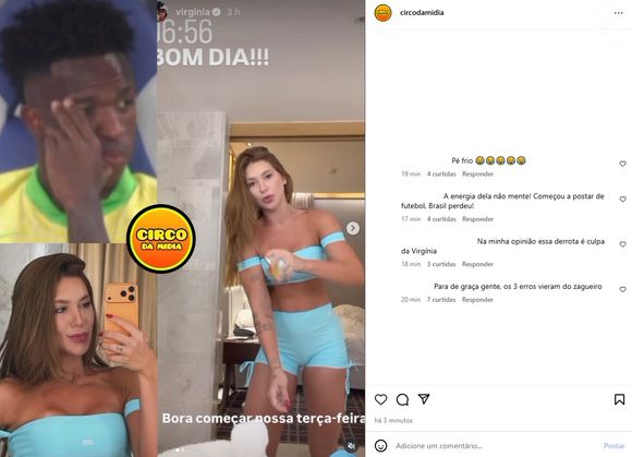 Brasil perdeu para o Japão e web culpou Virgínia de 'pé frio': 'Na próxima, dorme, por favor'