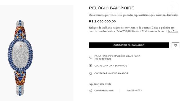 O relógio mais caro do mesmo modelo chega a custar mais de R$ 2 milhões!