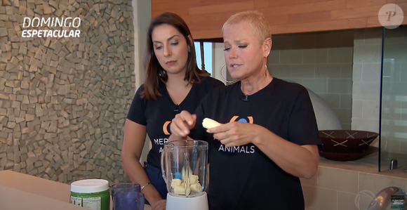 Shake de Xuxa leva proteína vegetal em pó, duas bananas, gelo e água em um liquidificador