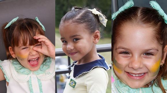 Mini fashionistas! Mavie, filha de Neymar, Maria Alice e Maria Flor, herdeiras de Virgínia, roubam a cena com looks fofíssimos para torcer pelo Brasil na Copa