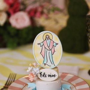 Marcador de lugar personalizado celebra a primeira Páscoa do bebê José Leonardo