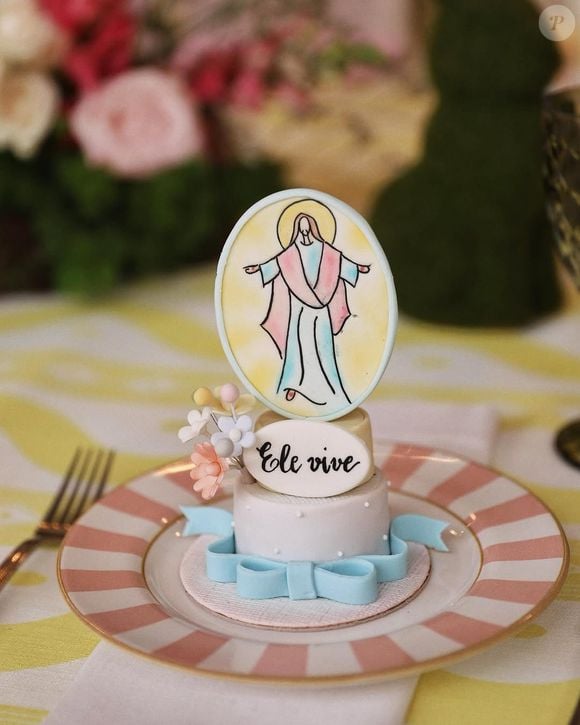 Marcador de lugar personalizado celebra a primeira Páscoa do bebê José Leonardo