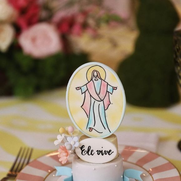 Marcador de lugar personalizado celebra a primeira Páscoa do bebê José Leonardo