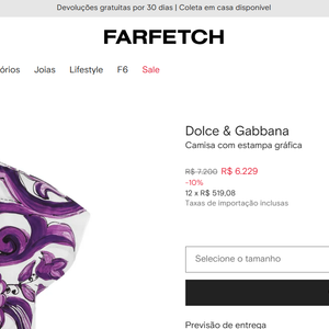 Sobreposição poderosa inspirada na Dolce & Gabbana; até o fechamento desta matéria por R$ 6.229, ou 12x de R$ 519,08