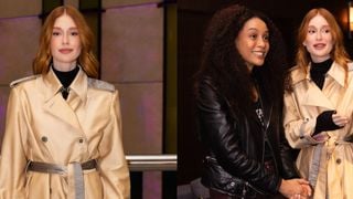 Gola alta, botas longas e trench coat champagne acetinado: Marina Ruy Barbosa prova como elevar o look de Inverno com tons neutros; fotos!