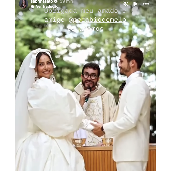 Casamento de Sabrina Sato e Nicolas Prattes foi celebrado pelo Pe. Fábio de Melo