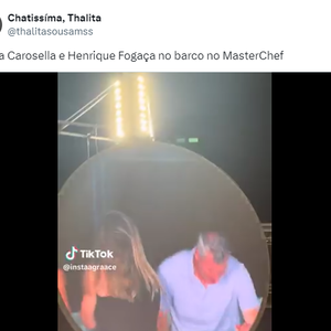 Tudo começou quando o perfil ‘Chatissíma, Thalita’ postou o vídeo do casal viral com a legenda ‘Paola Carosella e Henrique Fogaça no barco no ‘MasterChef’’