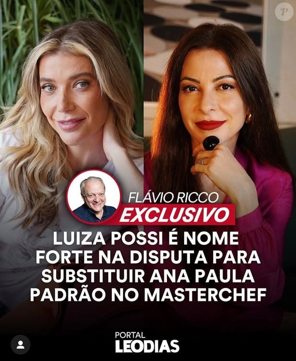 Luiza Possi compartilhou nota suspeita de Flavio Ricco falando seu nome como principal cotada para substituir Ana Paula Padrão