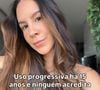 Marília Mendes revela os cuidados que ajudaram a manter saudável um cabelo com progressiva há 15 anos e luzes: 'Uso progressiva há 15 anos e ninguém acredita quando eu falo...'. Criadora compartilha rotina para fortalecer e cuidar dos fios