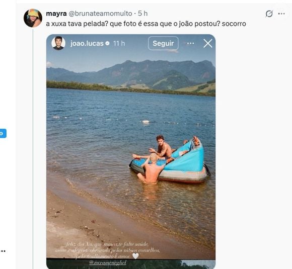 Internauta questionou post de João Lucas com Xuxa em aniversário da apresentadora