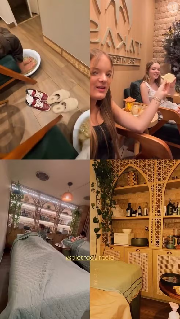Rafaella Justus contou com a companhia da amiga, a atriz Pietra Quintela, no spa de orelhas