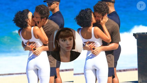 Abre o olho, chérie! Bella Campos e Humberto Carrão protagonizam 'beijo de cinema' em gravação de 'Vale Tudo' na praia. Fotos!