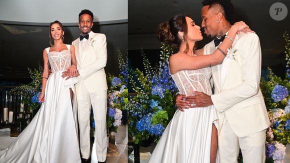 Renda transparente, fenda na perna e mais: os detalhes do vestido de noiva ousado de Tainá Castro no casamento com Éder Militão