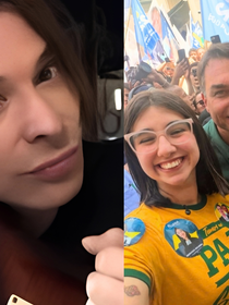 'Te declaro excomungada. E vá para o raio que a parta': ex-baterista do Angra se irrita ao ver Eduarda Campopiano, deputada 'antifeminista' do PL mais votada de SP, usando camiseta da banda de rock