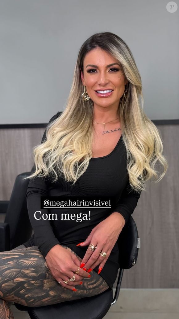 E foi assim que ficou o cabelo de Andressa Urach transformado após a aplicação