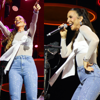 Ivete Sangalo aposta em calça jeans com strass e blusa transparente de gola alta em show no Rio; encontrei na Shein as peças para você copiar esse visual da cantora baiana