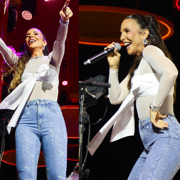 Ivete Sangalo aposta em calça jeans com strass e blusa transparente de gola alta em show no Rio; encontrei na Shein as peças para você copiar esse visual da cantora baiana
