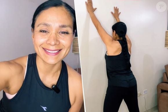 A treinadora Sofía Rojas ensinou, em um vídeo no TikTok, uma rotina de pouco mais de 10 minutos feita apenas com apoio na parede
