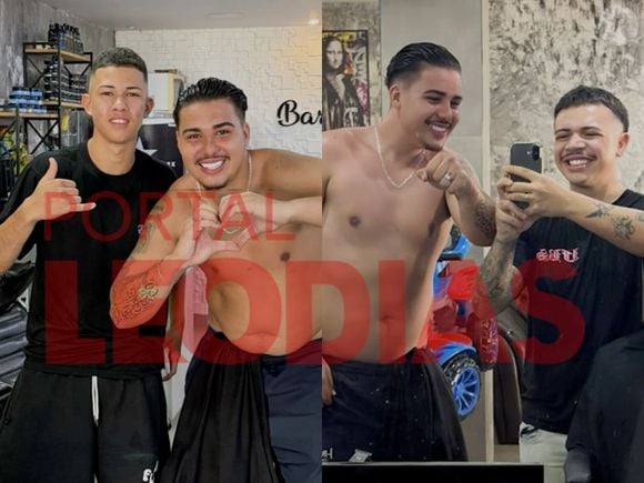 Pedro Espíndola chegou ao local já sem camiseta e posou para fotos com as pessoas presentes