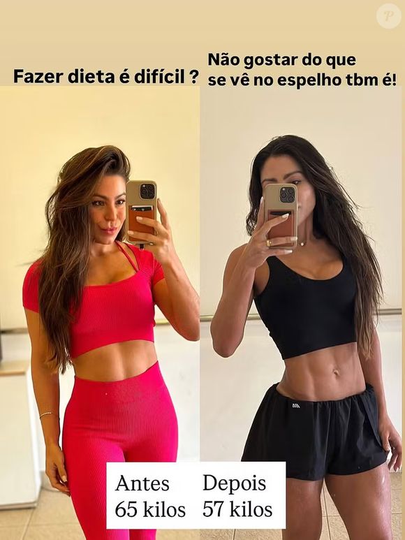 Andressa Miranda mostra antes e depois do corpo