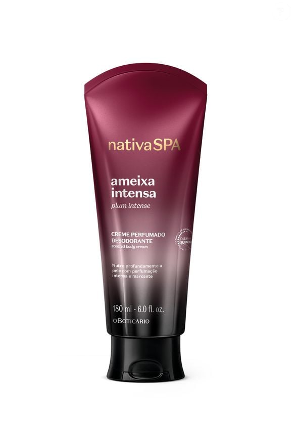 O Creme Perfumado Hidratante Desodorante Corporal Nativa SPA Ameixa Intensa 180 ml une hidratação e fragrância em uma opção compacta para incluir o aroma intenso de ameixa na rotina de cuidados. R$ 54,90