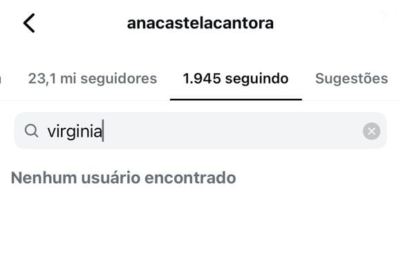 Ana Castela deixou de seguir Virgínia Fonseca no Instagram
