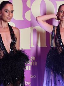 Com vestido transparente de R$ 15 mil, Camila Pitanga esbanja luxo com decote profundo ao lançar nova novela da Globo, 'Dona de Mim'. Fotos!