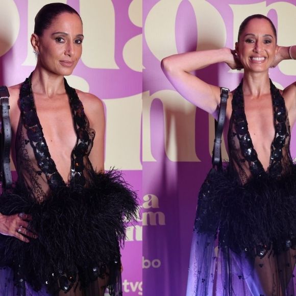 Com vestido transparente de R$ 15 mil, Camila Pitanga esbanja luxo com decote profundo ao lançar nova novela da Globo, 'Dona de Mim'. Fotos!