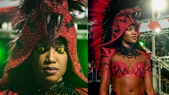 Com olhos de serpente e efeitos especiais, Iza ostenta shape sarado em fantasia que honra a ousadia e a genialidade de Ney Matogrosso. Veja 25 fotos!