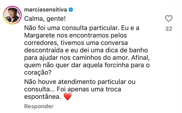 Márcia Sensitiva revelou que não fez uma consulta particular com a mãe de Virgínia Fonseca e apenas a deu conselhos