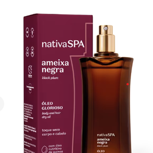 Óleo Multifuncional Glorioso Corpo e Cabelos Nativa SPA Ameixa Negra (O Boticário) - 85ml | R$ 98,90 - versátil e elegante, o óleo seco promete brilho para os cabelos, nutrição para a pele e uma explosão de fragrância perfeita para o autocuidado diário