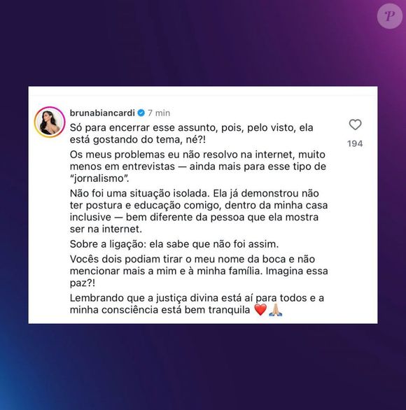 Bruna Biancardi criticou exposição da influenciadora em entrevistas e disparou contra 'esse tipo de jornalismo'