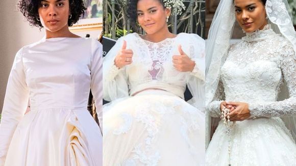 Quatro vestidos de noiva em menos de uma semana! Em 'Vale Tudo', Bella Campos vai usar vários modelos diferentes da peça; veja fotos