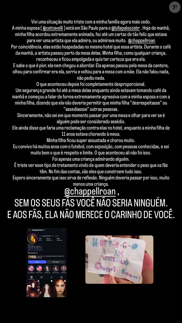 Jogador do Flamengo, Jorginho acusou Chappell Roan de destrato à sua filha