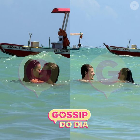 Os famosos foram clicados por fãs enquanto conversavam amistosamente e, em seguida, se beijavam