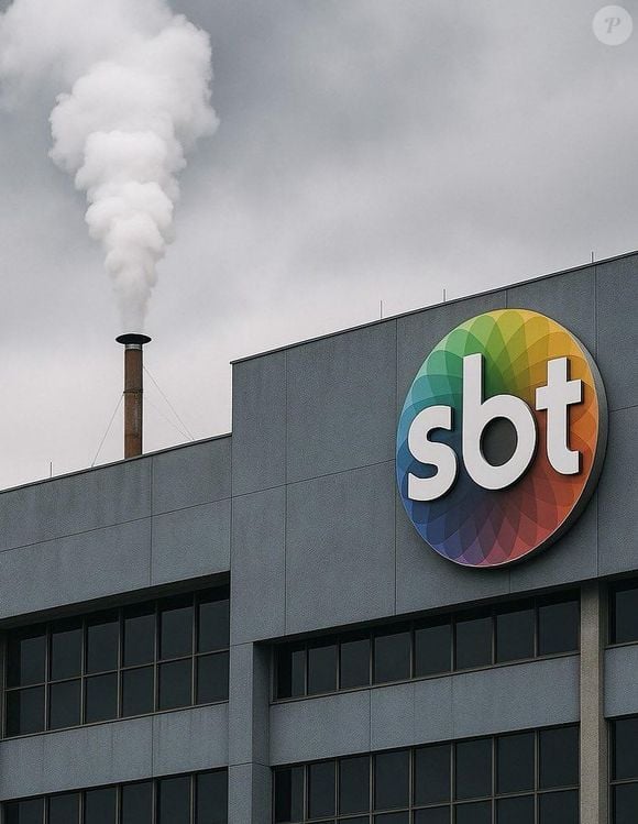 Imagem criada por internautas na web mostra o SBT com uma fumaça branca saindo dos estúdios.
