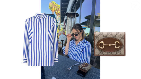 Isabelle Drummond apostou em um look confortável e sofisticado durante sua viagem pelos Estados Unidos, combinando a blusa de inspiração clássica com uma carteira que acrescenta um toque de luxo à produção