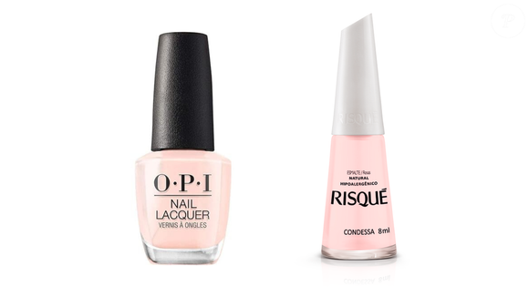 Bubble Bath (OPI) + Condessa (Risqué): o nude rosado queridinho da especialista tem uma sugestão brasileira perfeita para quem deseja mãos elegantes, discretas e com aparência rejuvenescida